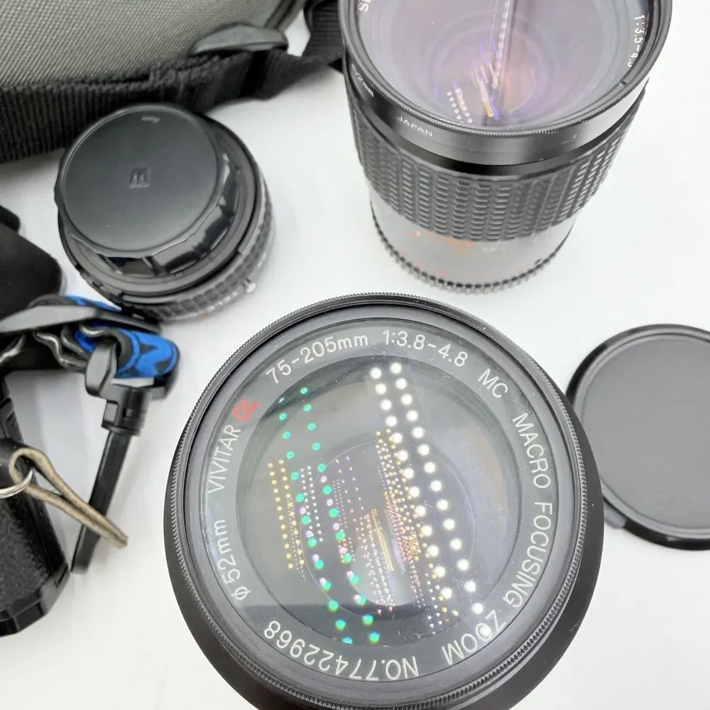 MINOLTA X-570 35mm SLR Camera Kit Tested 75-205mm 35-135mm Lenses